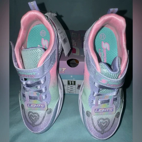 S Sport By Skechers Toddler Lucia Sneakers Light Up, Unicorn Pattern - Picture 8 of 9